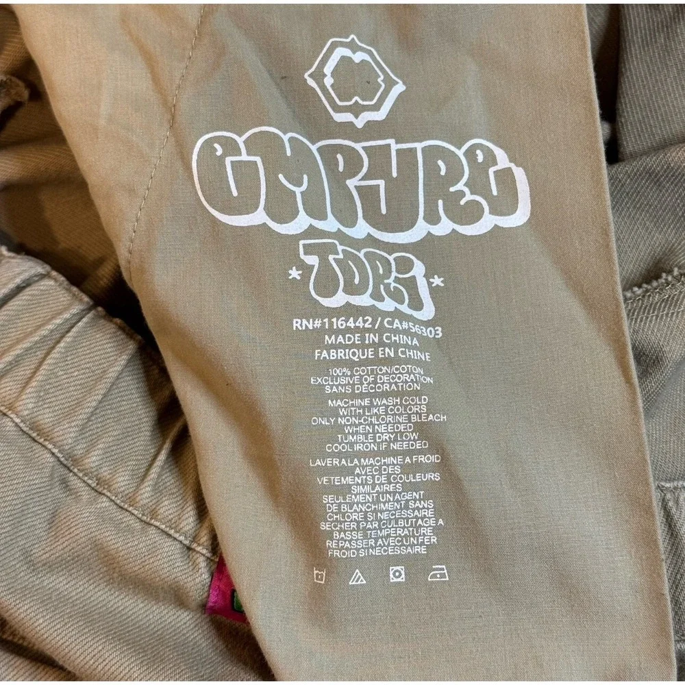 Empyre Beige Tori Y2K Baggy Skater Skateboarding Wide Leg Pants‎ Women's L 32x29 - Picture 6 of 10